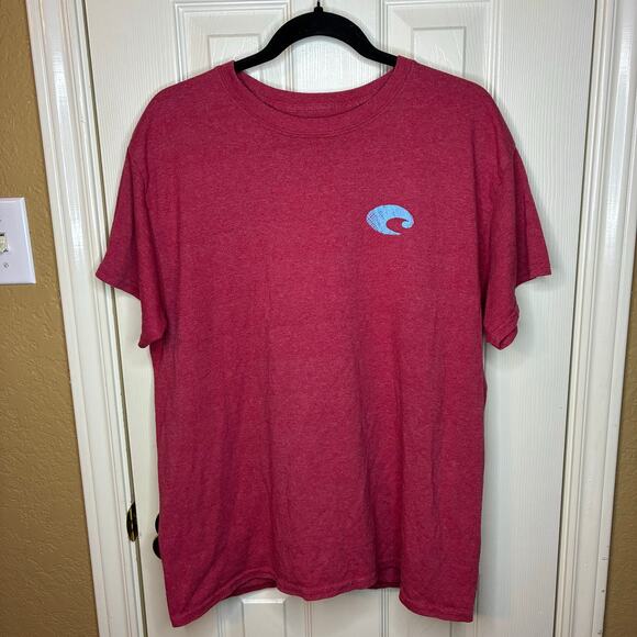 Costa Del Mar T-Shirt Men's L Red Fishing Beach Outdoor Short Sleeve Cotton Poly - Picture 7 of 8